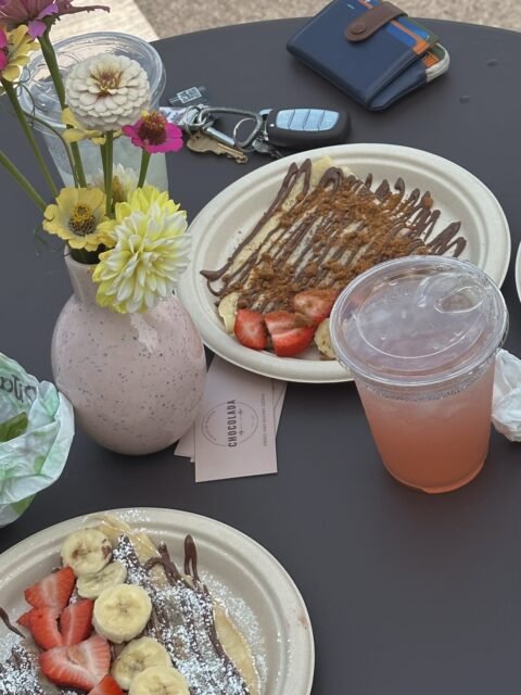 Find us in Columbus! We offer sweet and savory crêpes, cold brew, and lemonade! 🍋 (we like flowers too 💐🐝)