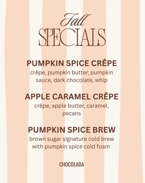 Fall menu is officially here! 🤎 come and try the new flavors!!