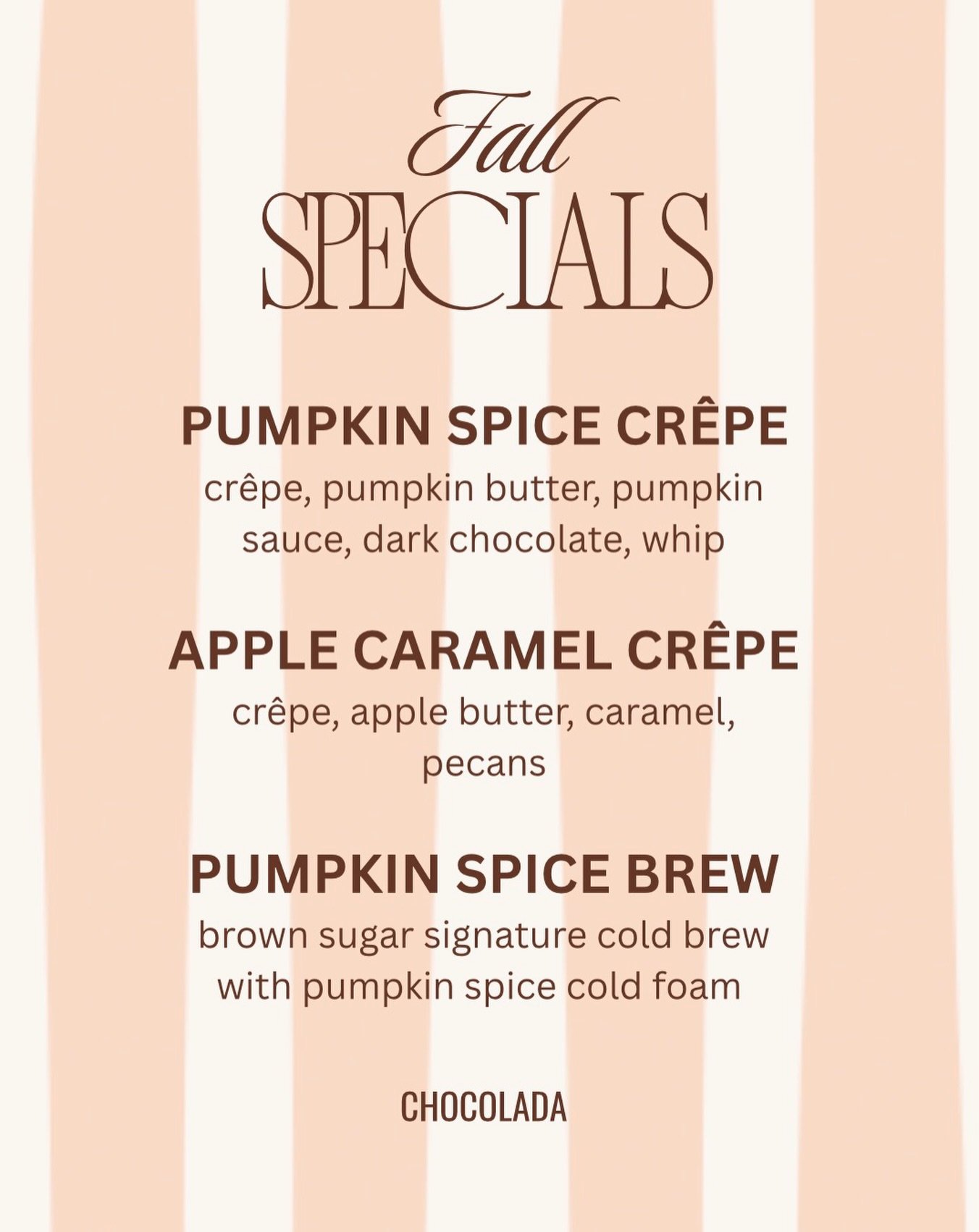 Fall menu is officially here! 🤎 come and try the new flavors!!